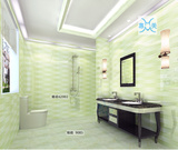 300600纯绿色条纹厨房墙砖浴室地板砖厨卫砖釉面砖瓷片卫生间瓷砖
