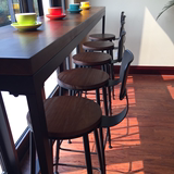 铁艺家用靠墙休闲咖啡厅水吧酒吧台长条桌长吧桌吧台高脚桌椅定制