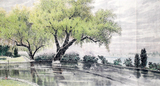 朝鲜画山水国画李宗哲一级画家平壤手绘家居装饰客厅保真包邮收藏