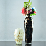 黑色玻璃花瓶工艺品摆件 现代简约插花花器办公室桌面艺术装饰品
