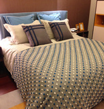 男孩房蓝色米灰色现代简约风格美式中式日韩式样本房间床上用品