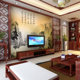 5d大型壁画定制客厅沙发卧室电视背景墙壁纸水墨山水画中式3d墙纸