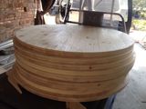 实木板定做松木圆形桌面大板实木转盘原木板圆桌茶桌酒店餐桌定制