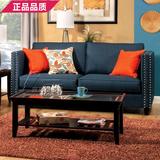 美式乡村单双三人沙发棉麻布艺铆钉沙发小户型客厅组合设计师家具