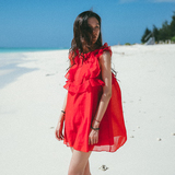 2016夏波西米亚甜美荷叶边娃娃衫连衣裙海边度假沙滩裙短裙海滩裙