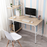 笔记本电脑桌钢木台式简约现代家用书桌带书架办公桌简易桌写字台