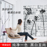 靓巢3D墙纸大型壁画立体电视背景墙卧室客厅黑白玫瑰个性墙砖壁纸