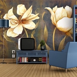 4D大型壁画壁纸墙纸 影视墙 电视背景 欧式风格复古美式油画 花卉