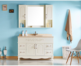 欧式实木橡木浴室柜落地组合美式洗手台洗漱柜带镜侧柜定做卫浴柜
