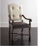 美式乡村实木复古餐椅欧式新古典酒店咖啡椅法式做旧拉扣书房椅子