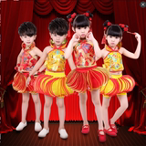 新款男女儿童演出服舞蹈服幼儿中国风灯笼裤古装民族肚兜表演服装