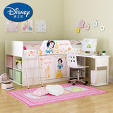 代购迪士尼公主女孩儿童床 实木颗粒多功能组合床 带书桌衣柜床
