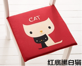 梦衣办公室加厚椅子坐垫 红底黑白猫 学生凳子餐椅垫子座垫