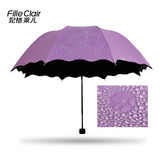 妃格莱儿雨伞遇水开花晴雨伞折叠女黑胶遮阳伞防晒防紫外线太阳伞