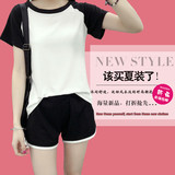 夏季韩版大码学生跑步装女胖mm短裤短袖T恤休闲宽松运动服两件套