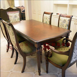 特价美式乡村实木餐桌椅 复古长餐桌 抹茶绿实木餐椅西餐桌现货