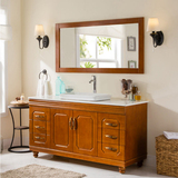 美式乡村橡木实木浴室柜组合落地式卫生间洗手间洗漱台洗脸盆整体