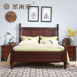 美式床实木床 美式乡村家具 1.5米双人床 卧室新古典婚床 圣米亚