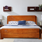 婚床现代简约卧室家具实木床 双人欧式床橡木1.8中式田园床