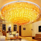 欧式大气圆形金色水晶吸顶灯led客厅灯工程大厅水晶灯餐厅卧室灯