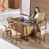 茶桌椅组合实木仿古功夫茶艺桌茶台桌 方形茶几茶具桌藤椅套件