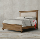 新款 出口美式法式做旧全实木床 双人床1.8米床 新中式橡木布艺床