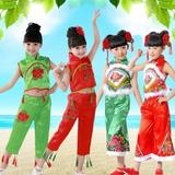 新款儿童演出服民族舞台秧歌服表演圣诞演出服装幼儿园女童红绿色