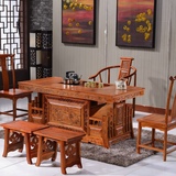 中式茶桌椅组合实木仿古功夫小茶艺桌多功能茶几简约榆木方形茶桌