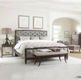 美式实木双人床1.8米 2.0米软包床卧室组合简约家具布艺拉扣定做