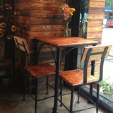 美式复古铁艺实木餐桌椅组合酒吧餐厅咖啡厅休闲桌椅