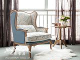 美式实木做旧休闲单人沙发欧式新古典客厅卧室阳台布艺时尚老虎椅