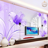 定制壁画 客厅电视背景墙壁纸卧室紫色百合花影视墙墙纸 空间延伸