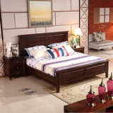 美式乡村实木床棕色橡木床白色1.5米1.8米美式实木婚床