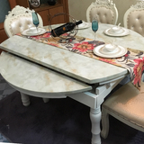 欧式大理石餐桌 折叠餐桌组合 伸缩圆桌小户型客厅餐桌椅特价包邮