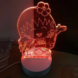 日本樱桃小丸子三维立体LED小夜灯 个性创意3D亚克力彩色变光台灯