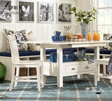 老匠人美式乡村餐桌椅组合地中海复古风格卡座餐桌实木家具可定制