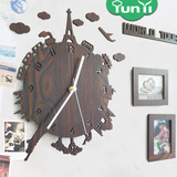 时钟石英钟表大号创意挂钟客厅艺术静音个性异形现代挂表木质时尚