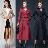 2016春秋装新款韩版女式装 中长款风衣高端外套修身时尚显瘦大码