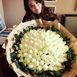 【致爱花艺】西安鲜花速递同城包邮情人节99朵白玫瑰花束生日表白