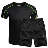 夏季男装男士运动短袖T恤套装男五分短裤套装休闲运动服跑步衣服