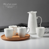 欧式浮雕陶瓷系列纯白陶瓷马克杯情侣水杯咖啡杯早餐果汁杯牛奶