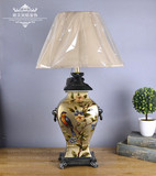 包邮欧式美式乡村陶瓷彩绘台灯银色小鸟做旧复古客厅卧室装饰台灯