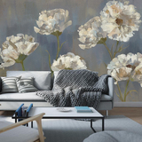 欧式油画花卉墙纸 个性艺术抽象复古主题咖啡厅墙纸 定制墙纸壁画