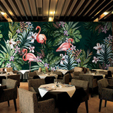 手绘东南亚花鸟抽象装饰壁纸壁画 客厅餐厅主题艺术背景墙纸 墙布