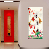 客厅壁画现代无框画挂画九鱼图装饰画中式年年有余玄关走廊墙画