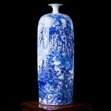 景德镇陶瓷花瓶 仿古山水情陶瓷 大师手绘画家居落地装饰摆件花瓶