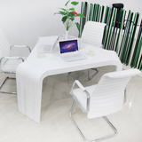 办公简约现代创意接待时尚白色烤漆三角形洽谈桌椅组合会议桌特价