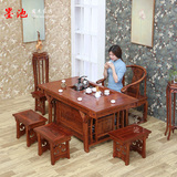 明清中式功夫茶桌茶台实木将军台榆木茶艺茶桌椅组合仿古家具特价
