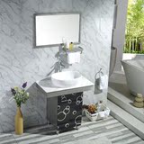 欧式不锈钢浴室柜落地柜组合洗手洗脸盆洗漱台陶瓷盆卫生间小户型