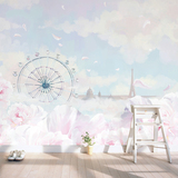 3d温馨浪漫欧式田园墙纸 客厅电视背景墙壁纸 粉色卧室花卉壁画